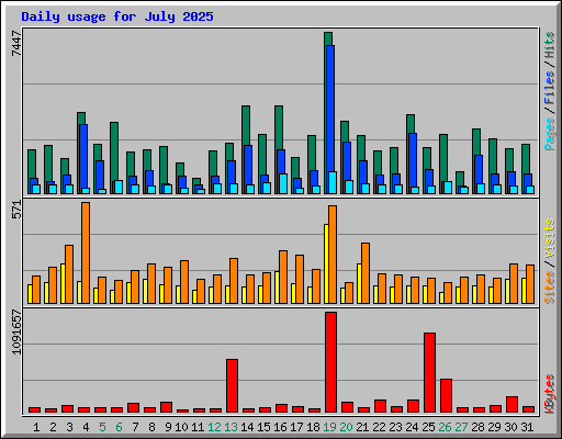 Daily usage for July 2025